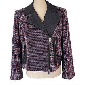 DKNY Moto Jacket With Black Denim Trim • 14